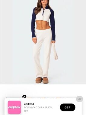 EDIKTED WHITE Wide-Leg Sweats - Navy/White
